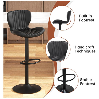 JAMFLY Bar Stools, Leather Adjustable Counter Height Chairs, 2 pc (Open Box) - VMInnovations