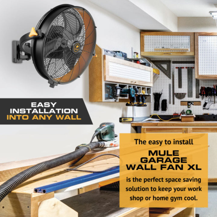 Mule 18" Garage Wall Fan XL, Wall Mount Fan with 120-degree Swivel and 3 Speeds