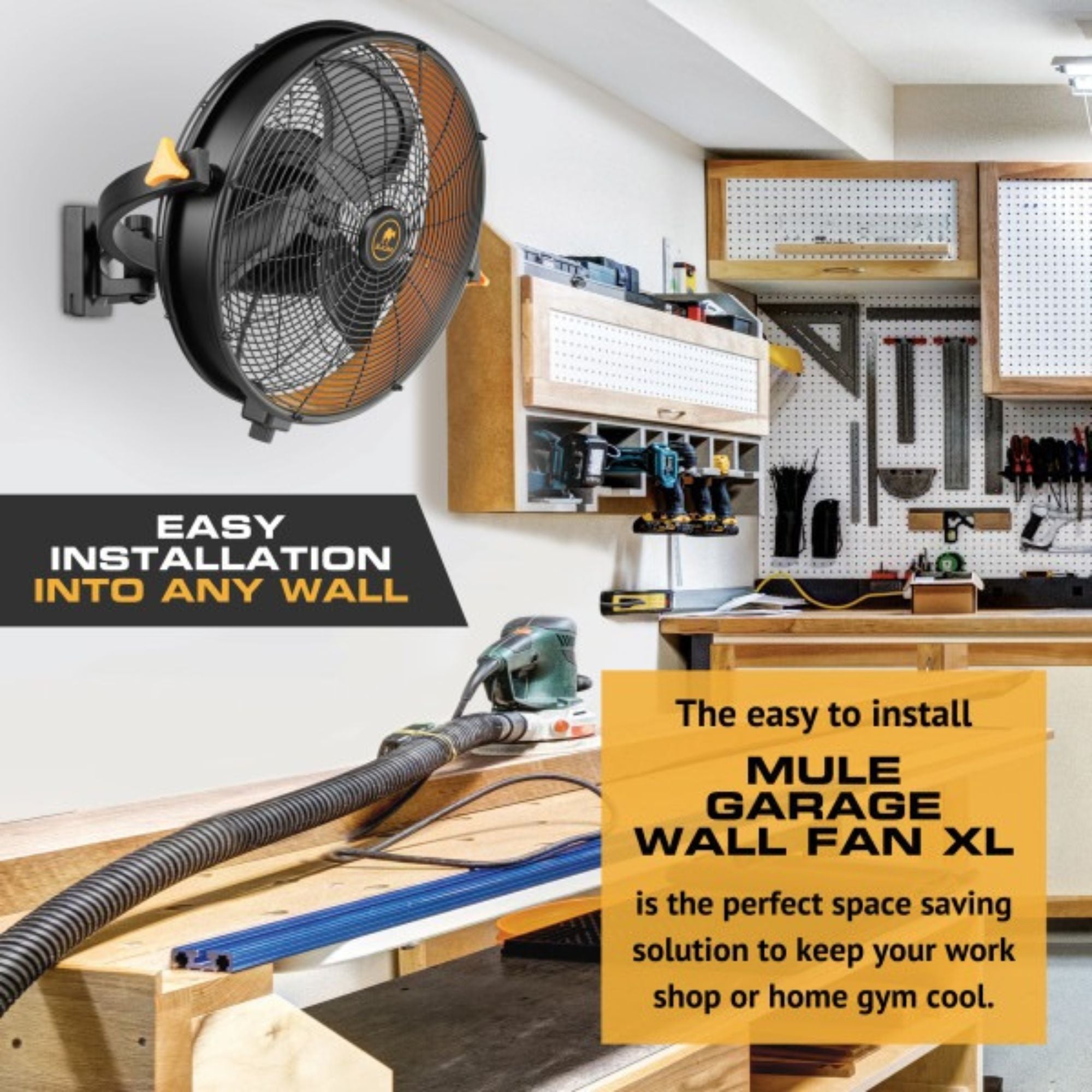 Mule 18" Garage Wall Fan XL with Remote, Wall Mount, 120-degree Swivel (Used)