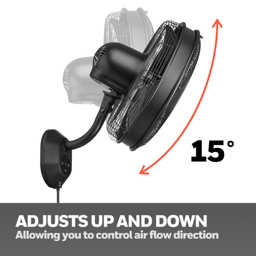 Honeywell Wall Fan, Oscillating Outdoor Wet-Rated Unit with Remote, Matte Black