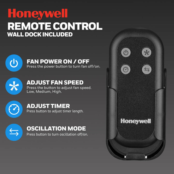 Honeywell Wall Fan, Oscillating Outdoor Wet-Rated Unit with Remote, Matte Black