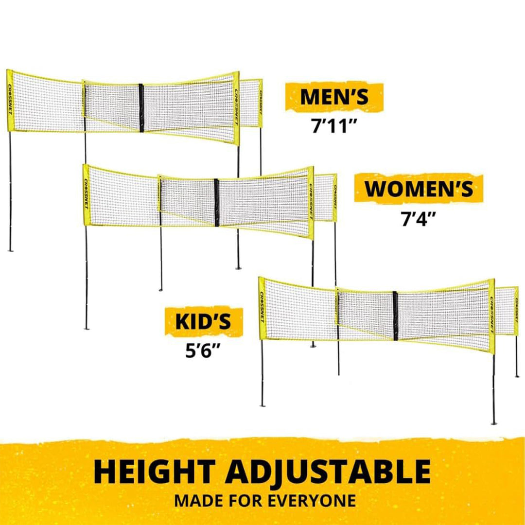 Vivere CROSSNET 4 Square Outdoor Volleyball Game Net Set with Ball, Yellow/White