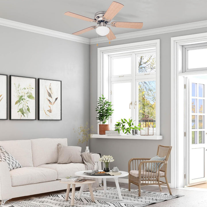 Prominence Home Alvina 42" Flush Mount Ceiling Fan with Light, Brushed Nickel - VMInnovations