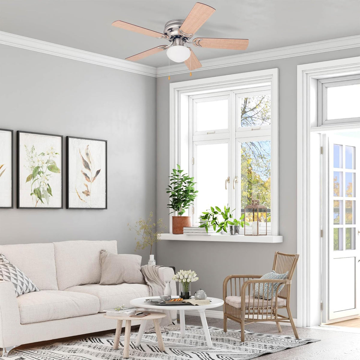 Prominence Home Alvina 42" Flush Mount Ceiling Fan with Light, (Open Box) - VMInnovations