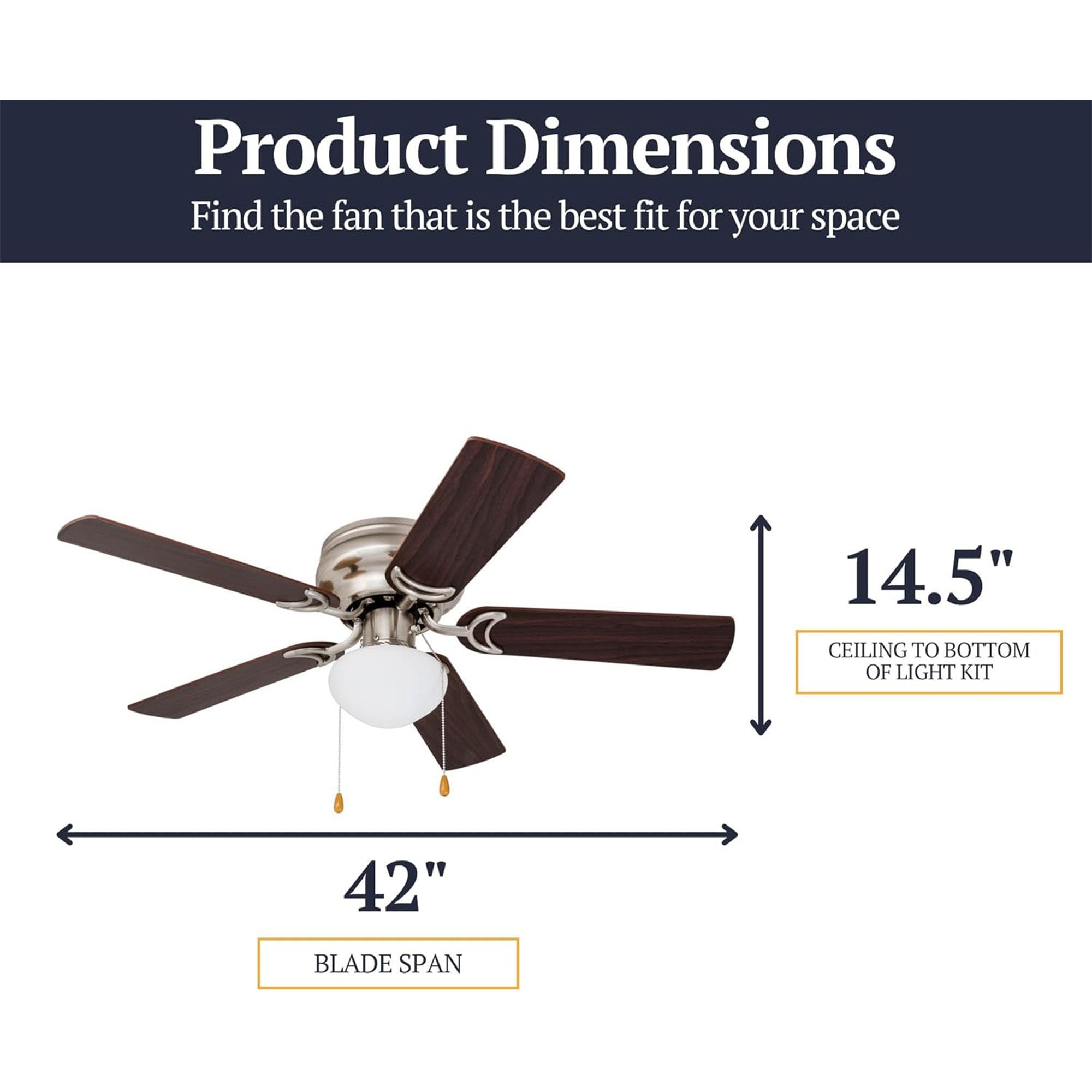 Prominence Home Alvina 42" Flush Mount Ceiling Fan with Light, (Open Box) - VMInnovations