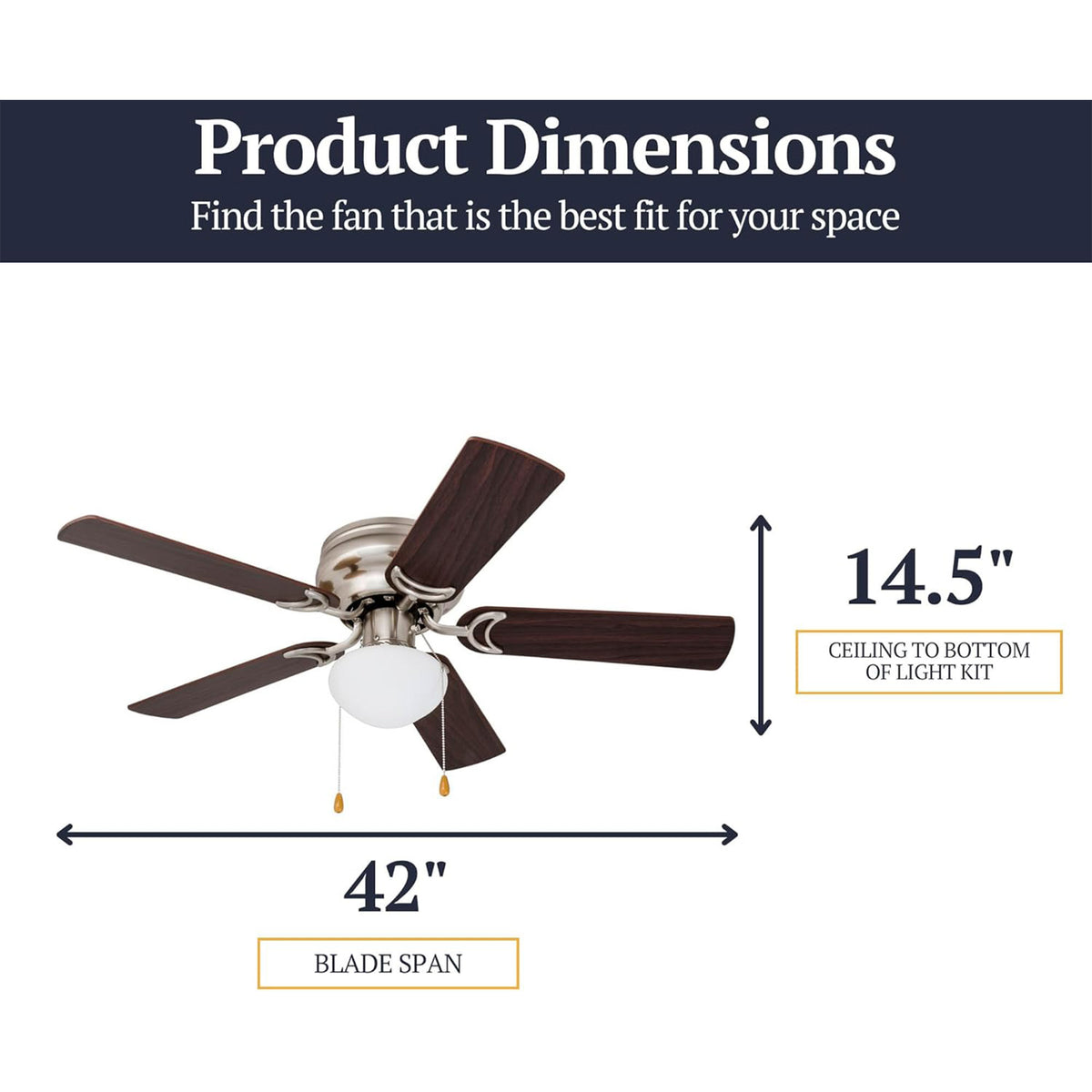 Prominence Home Alvina 42" Flush Mount Ceiling Fan with Light, (Open Box) - VMInnovations