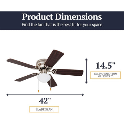Prominence Home Alvina 42" Flush Mount Ceiling Fan with Light, (Open Box) - VMInnovations