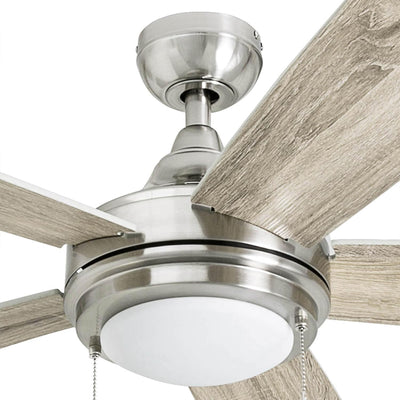 Honeywell Ventnor 52" Modern Farmhouse LED Ceiling Fan with Pull Chain, Nickel