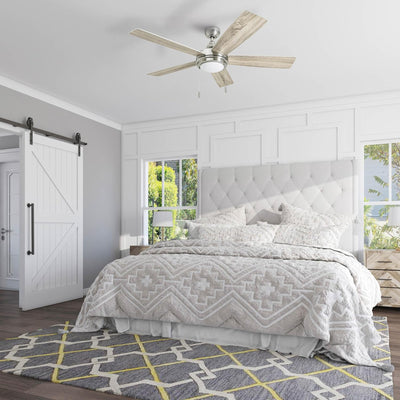 Honeywell Ventnor 52" Modern Farmhouse LED Ceiling Fan with Pull Chain, Nickel