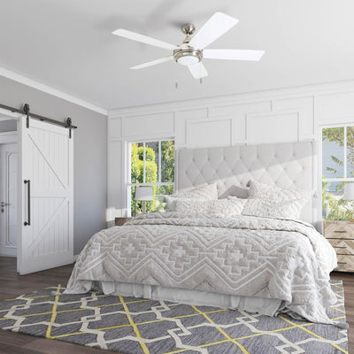 Honeywell Ventnor 52" Modern Farmhouse LED Ceiling Fan with Pull Chain, Nickel