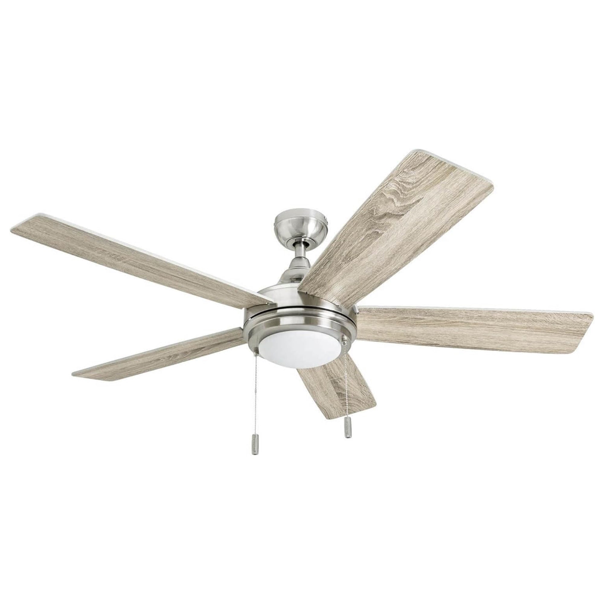 Honeywell Ventnor 52" Modern Farmhouse LED Ceiling Fan with Pull Chain, Nickel