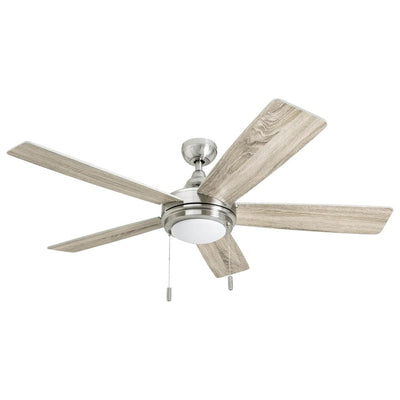 Honeywell Ventnor 52" Modern Farmhouse LED Ceiling Fan with Pull Chain, Nickel