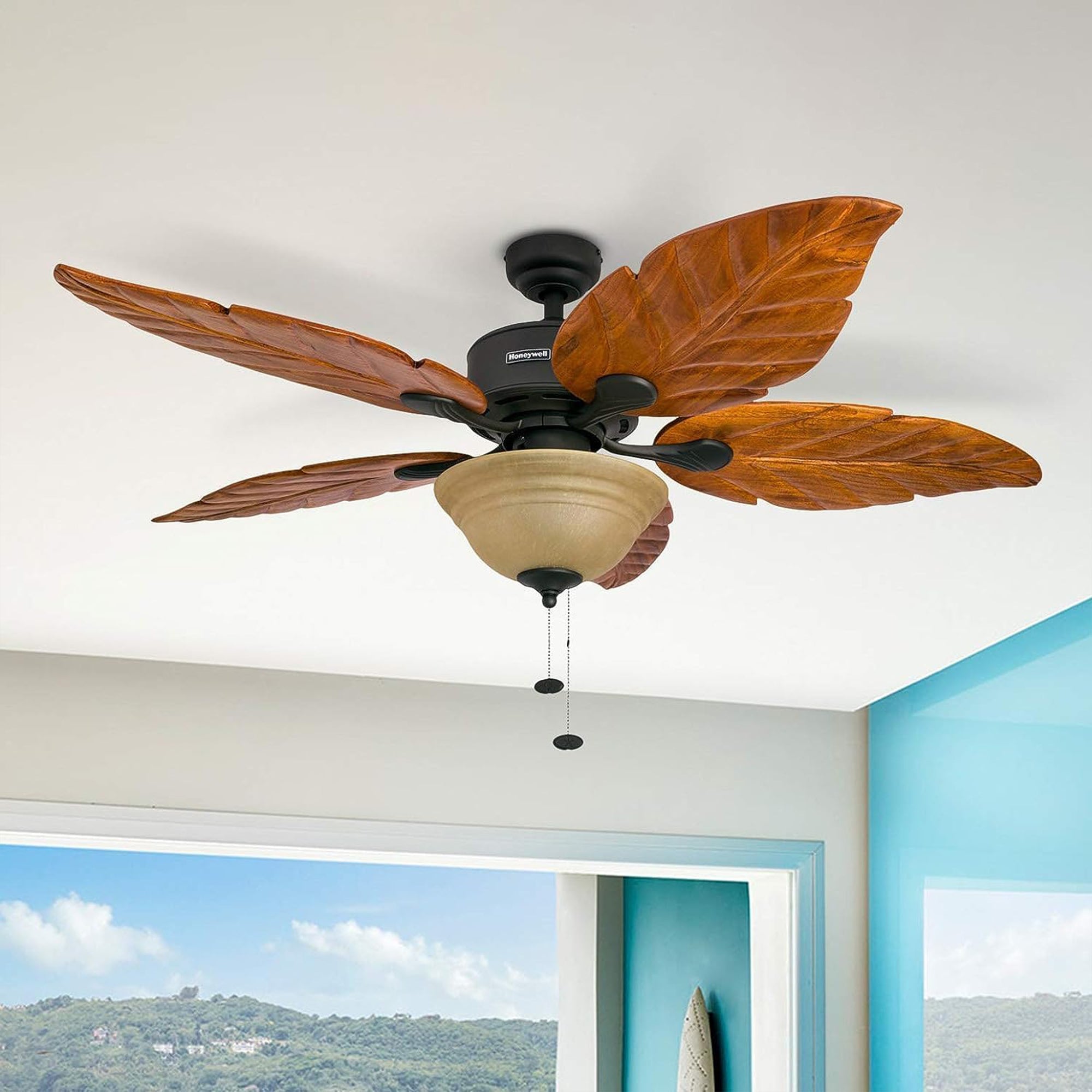 Honeywell Sabal Palm 52-Inch Tropical Ceiling Fan with Light, 5 Blades, Bronze