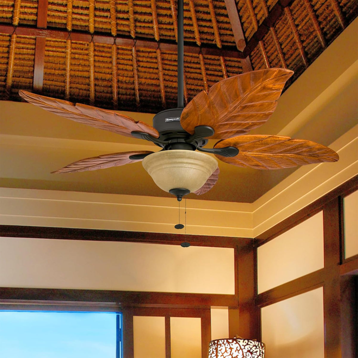 Honeywell Sabal Palm 52-Inch Tropical Ceiling Fan with Light, 5 Blades(Open Box)