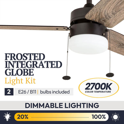 Prominence Home 42" Reston Ceiling Fan w/ Light, Pull Chain, & 3 Blades, Bronze