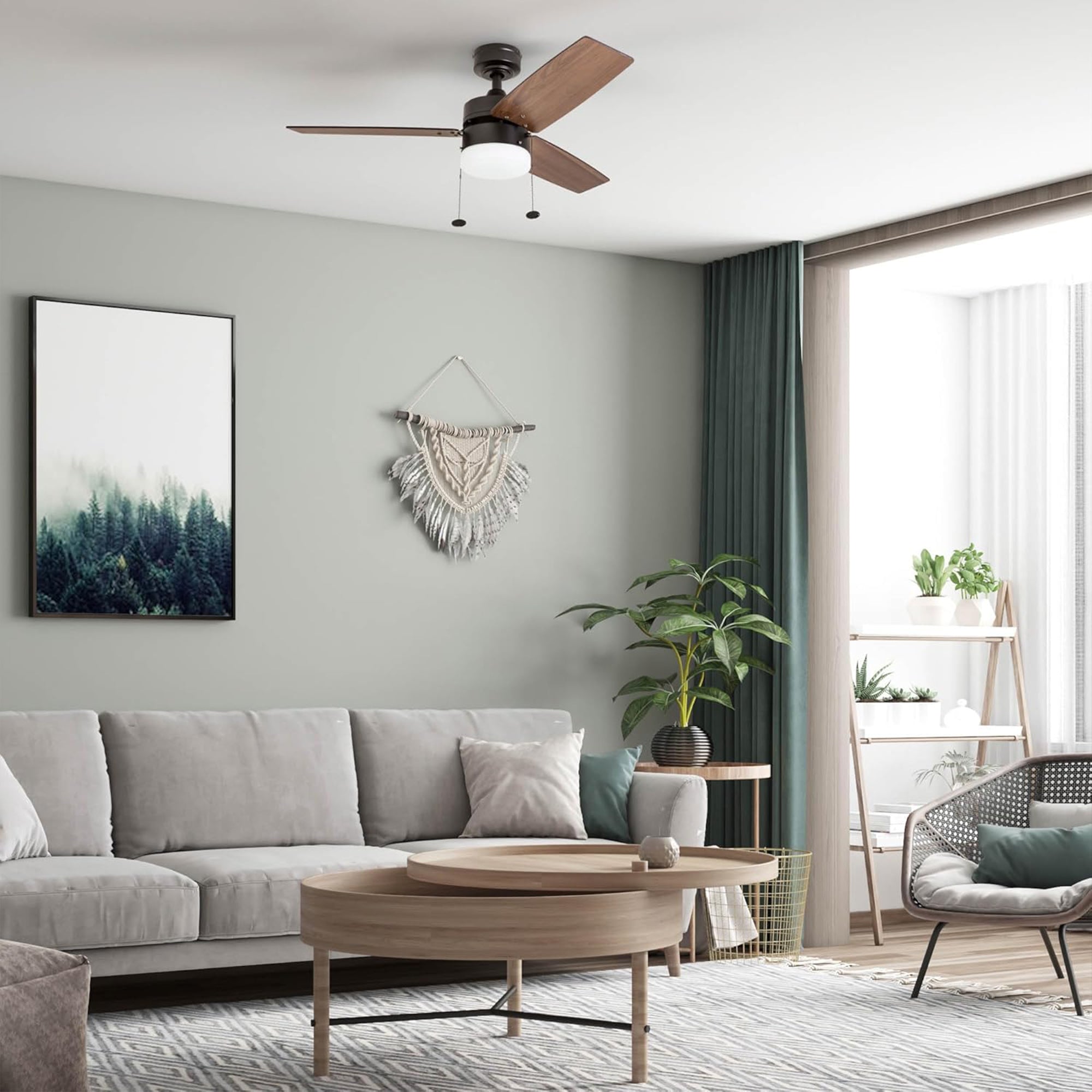 Prominence Home 42" Reston Ceiling Fan w/ Light, Pull Chain, & 3 Blades, Bronze
