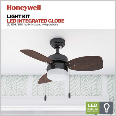 Honeywell Ocean Breeze 30" Indoor Ceiling Fan with Light & Pull Chain, Bronze