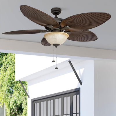 Honeywell Palm Island Tropical Ceiling Fan, Bowl Light, Pull Chain, (Open Box) - VMInnovations