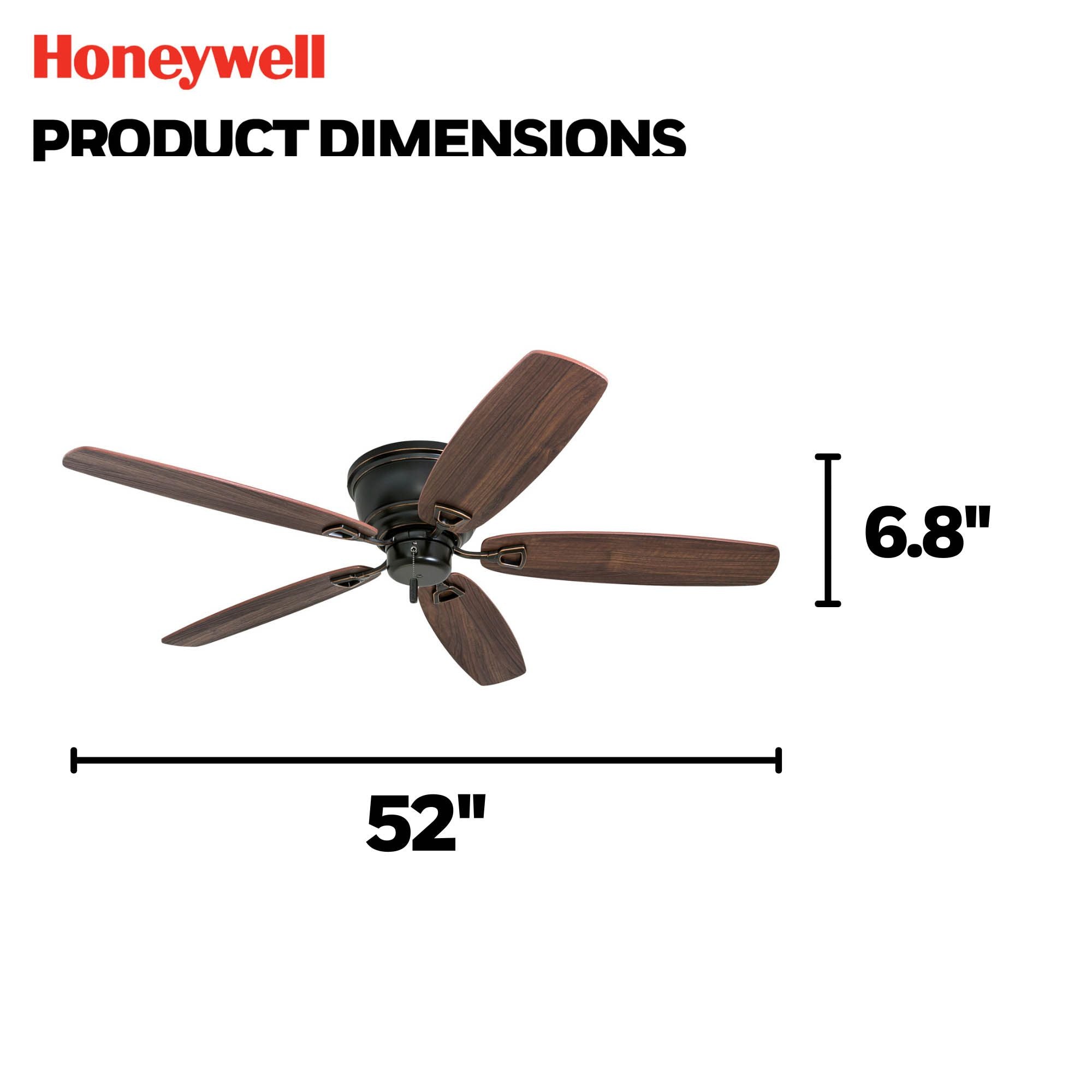 Honeywell Glen Alden 52" Indoor Low Profile Ceiling Fan, Rubbed Bronze(Open Box)