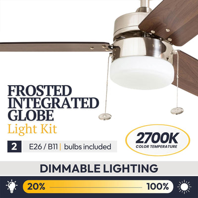 Prominence Home 42" Reston Ceiling Fan with Light, Pull Chain & 3 Blades, Nickel - VMInnovations