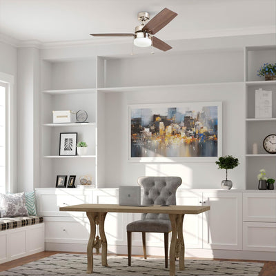 Prominence Home 42" Reston Ceiling Fan with Light, Pull Chain & 3 Blades, Nickel - VMInnovations
