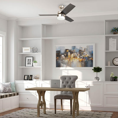 Prominence Home 42" Reston Ceiling Fan with Light, Pull Chain & 3 Blades, Nickel - VMInnovations