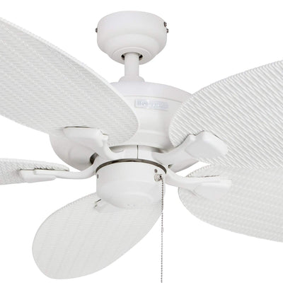 Honeywell Duval 52-Inch Tropical Indoor Outdoor Ceiling Fan, Pull Chain, White - VMInnovations