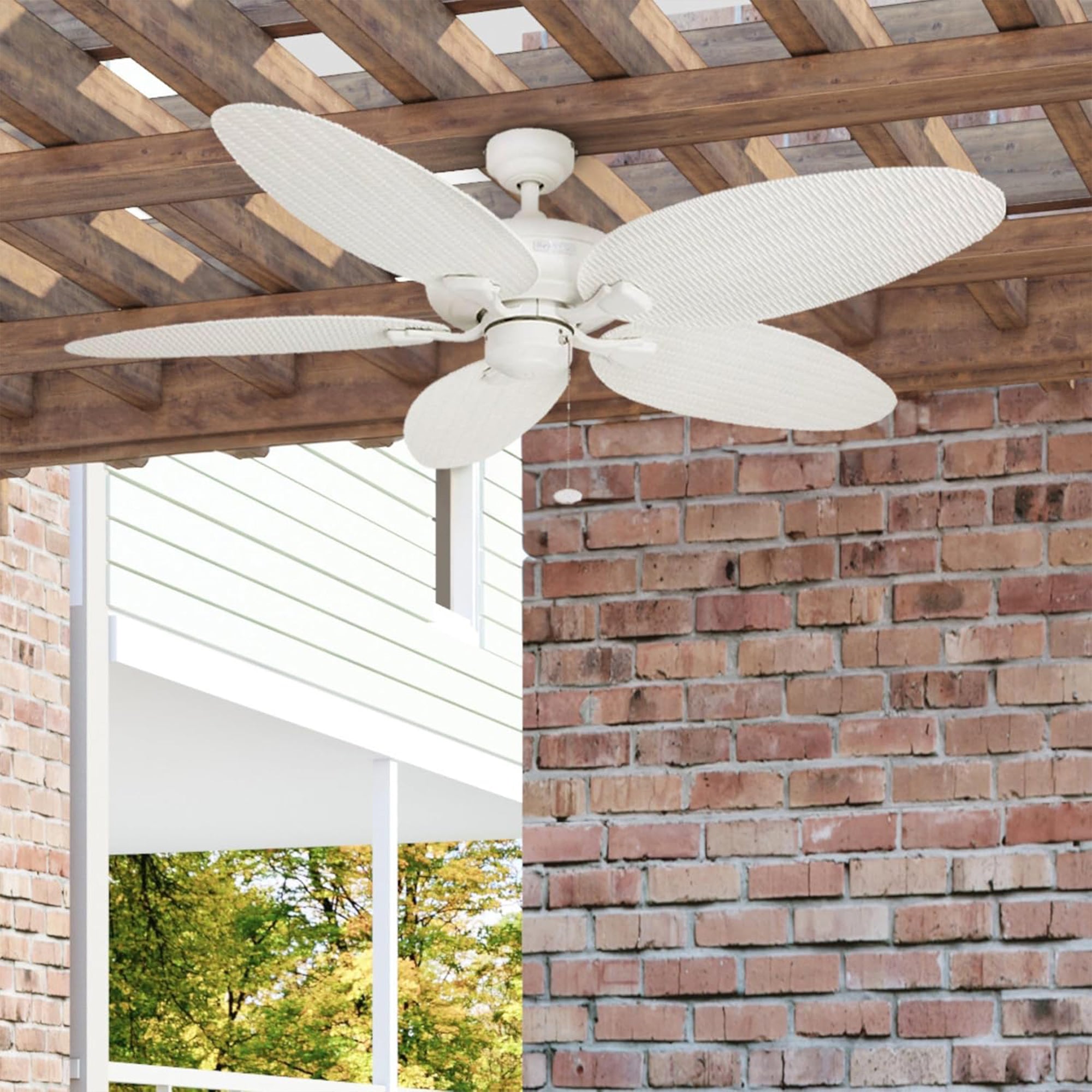 Honeywell Duval 52-Inch Tropical Indoor Outdoor Ceiling Fan, Pull Chain, White - VMInnovations