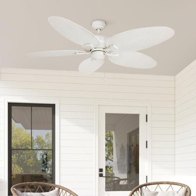 Honeywell Duval 52-Inch Tropical Indoor Outdoor Ceiling Fan, Pull Chain, White - VMInnovations
