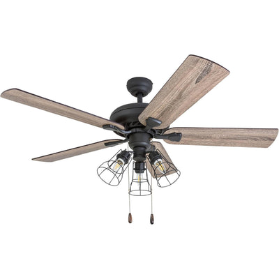 Prominence Home Lincoln Woods 52" Ceiling Fan with Light, Pull Chain, (Open Box)