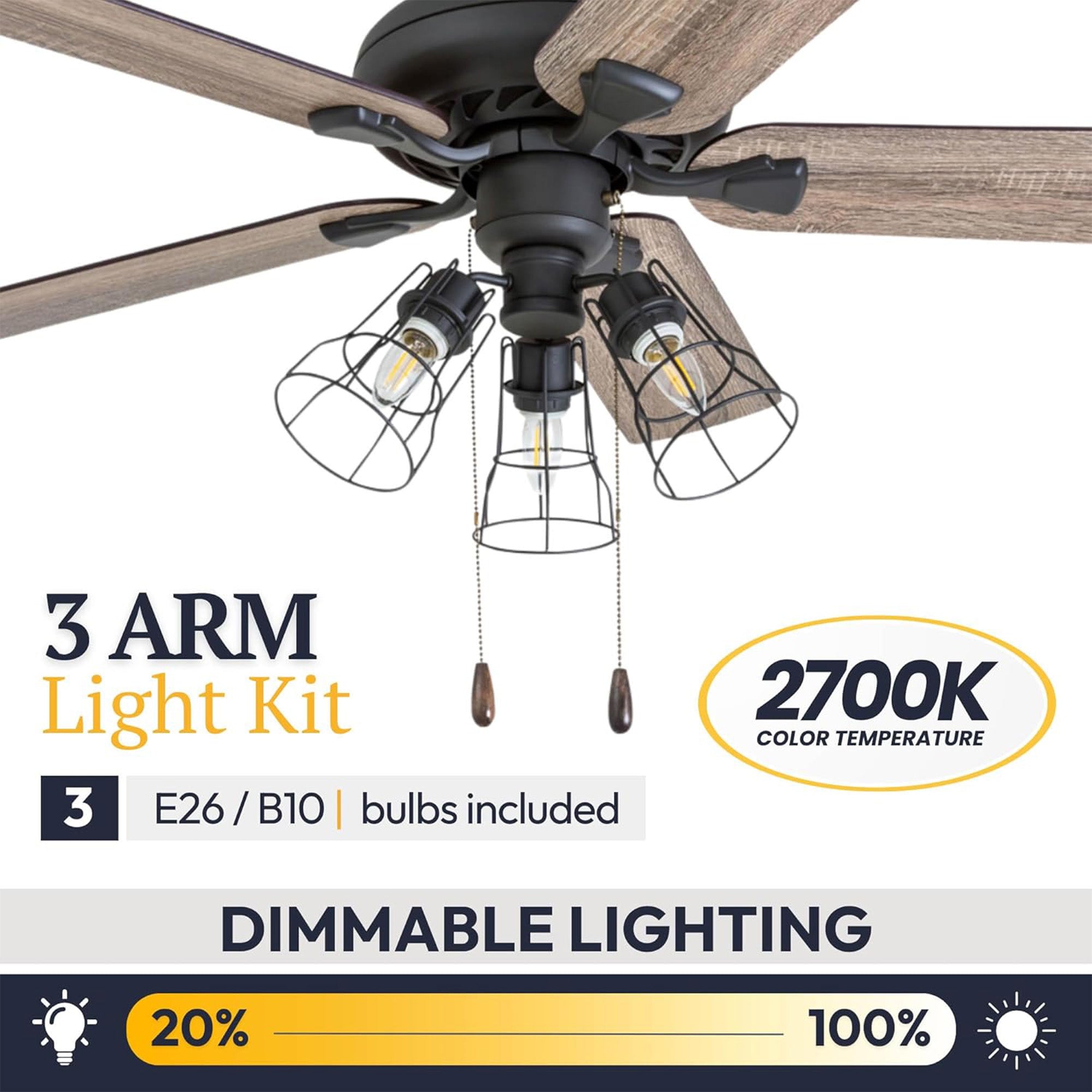 Prominence Home Lincoln Woods 52" Ceiling Fan with Light, Pull Chain, (Open Box)