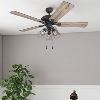 Prominence Home Lincoln Woods 52" Ceiling Fan with Light, Pull Chain, (Open Box)