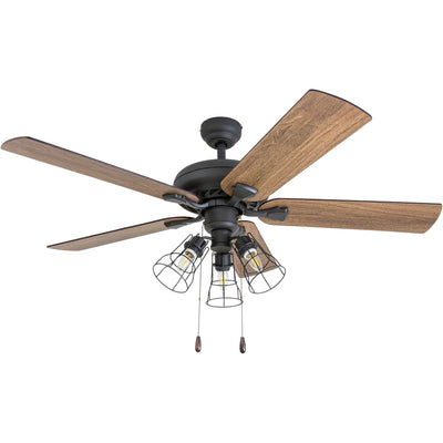 Prominence Home Lincoln Woods 52" Ceiling Fan with Light, Pull Chain, (Open Box)