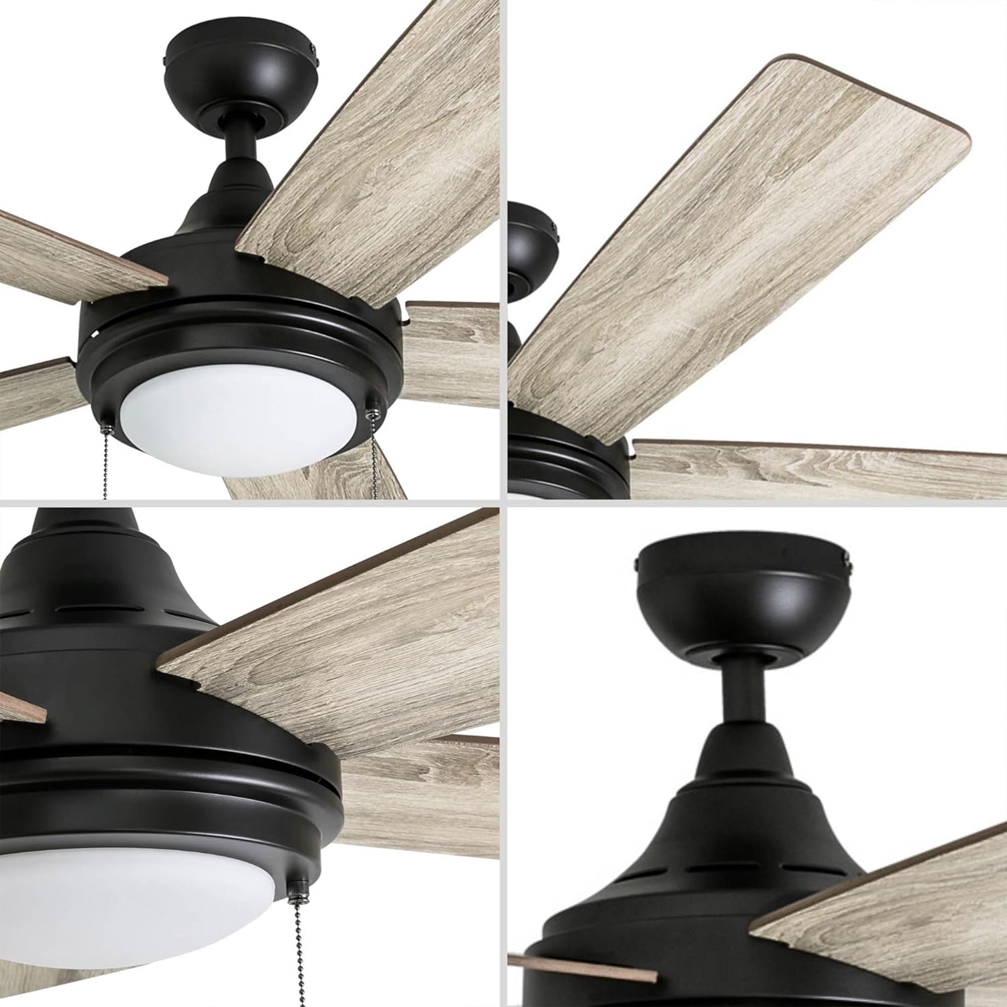 Honeywell Ventnor 52" Modern Farmhouse LED Ceiling Fan with Pull Chain, Bronze - VMInnovations