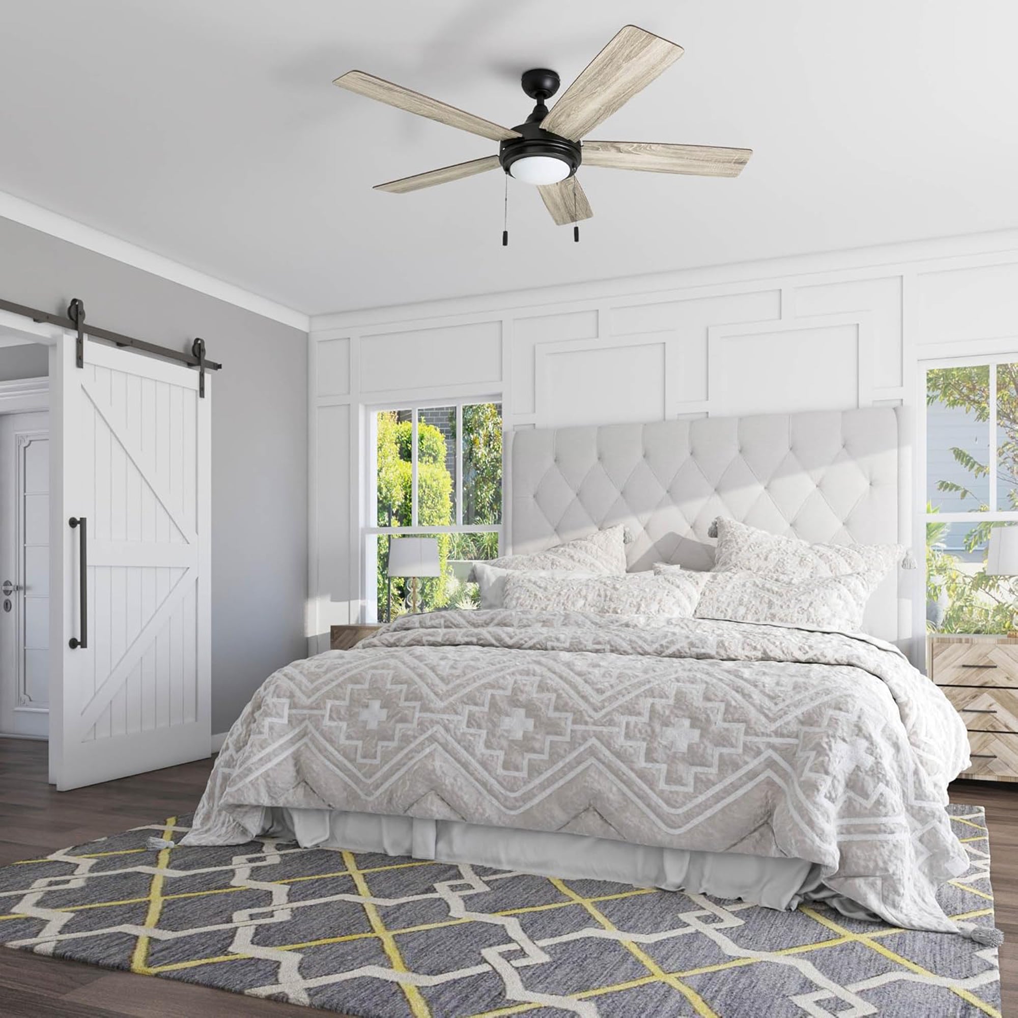 Honeywell Ventnor 52" Modern Farmhouse LED Ceiling Fan with Pull Chain, Bronze - VMInnovations