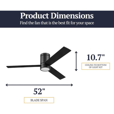 Prominence Home Espy 52 Inch Indoor LED Ceiling Fan with Light, Matte Black - VMInnovations