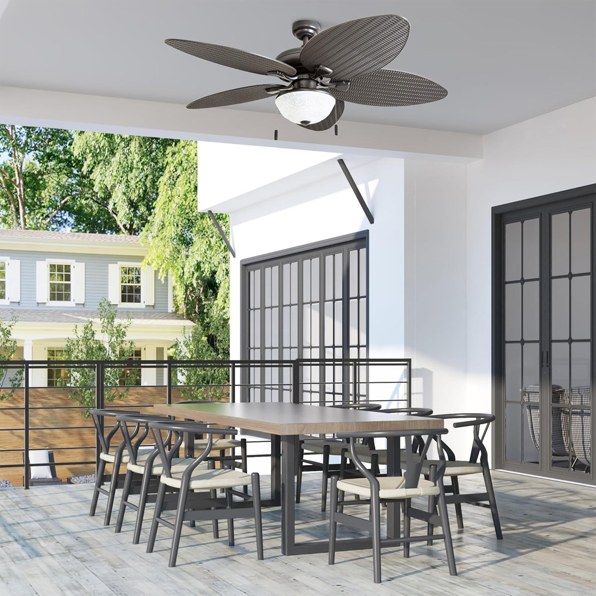 Honeywell Inland Breeze 52" Tropical Indoor Outdoor Ceiling Fan w/ Light, Bronze - VMInnovations
