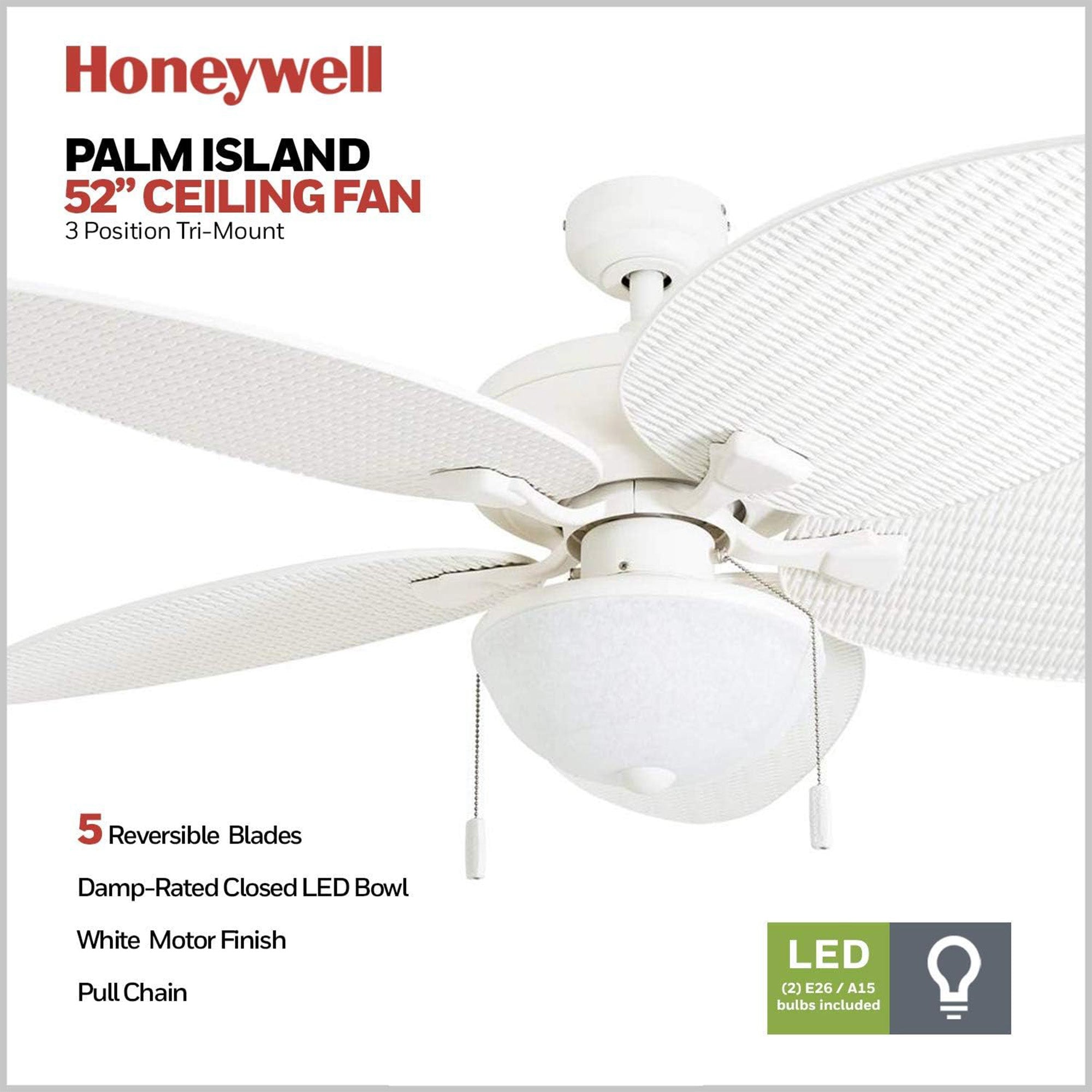 Honeywell Inland Breeze Tropical Indoor Outdoor Ceiling Fan w/ Light (Open Box) - VMInnovations
