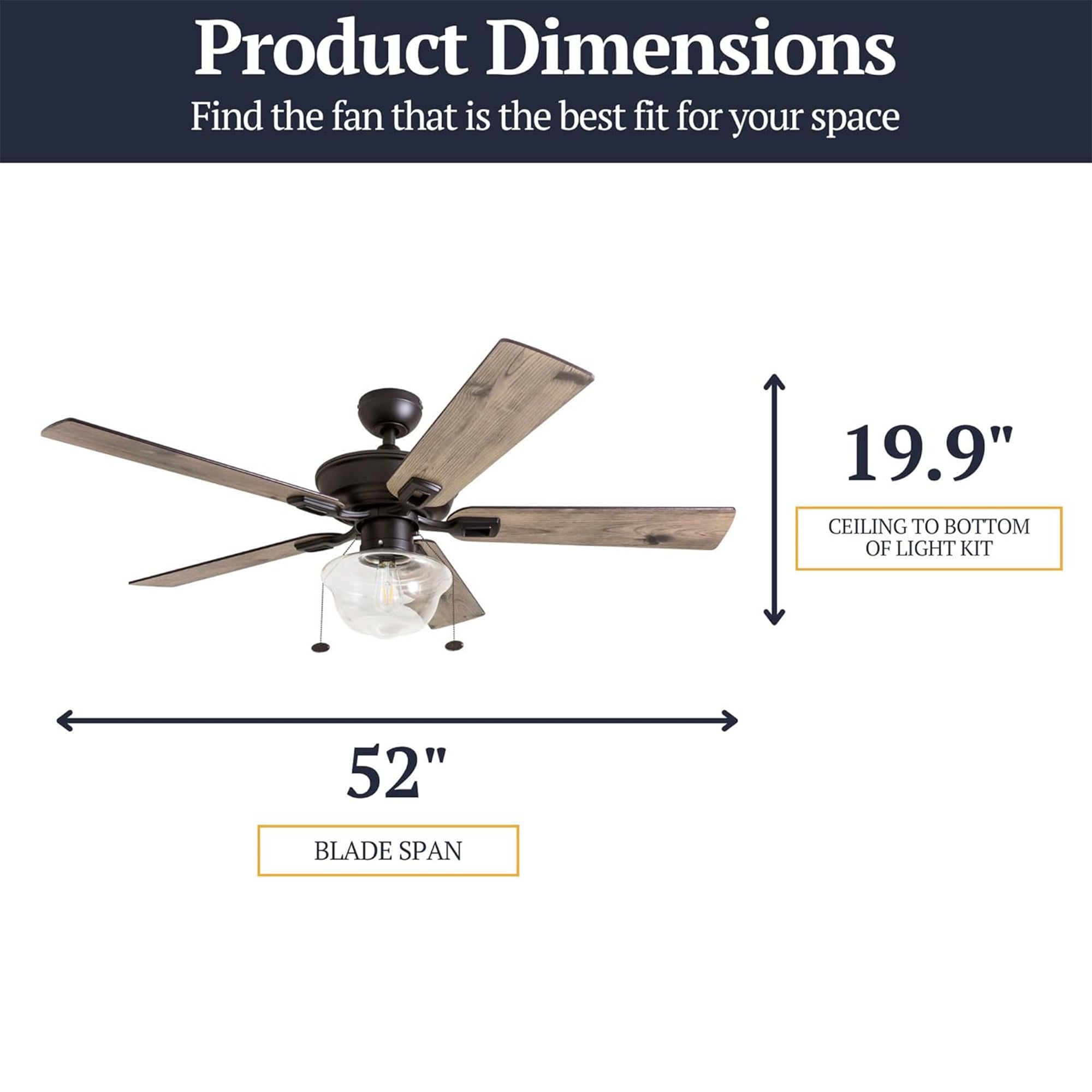 Prominence Home Abner 52" Farmhouse Indoor/Outdoor Ceiling Fan w/ Chain, Bronze - VMInnovations