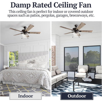 Prominence Home Abner 52" Farmhouse Indoor/Outdoor Ceiling Fan w/ Chain, Bronze - VMInnovations