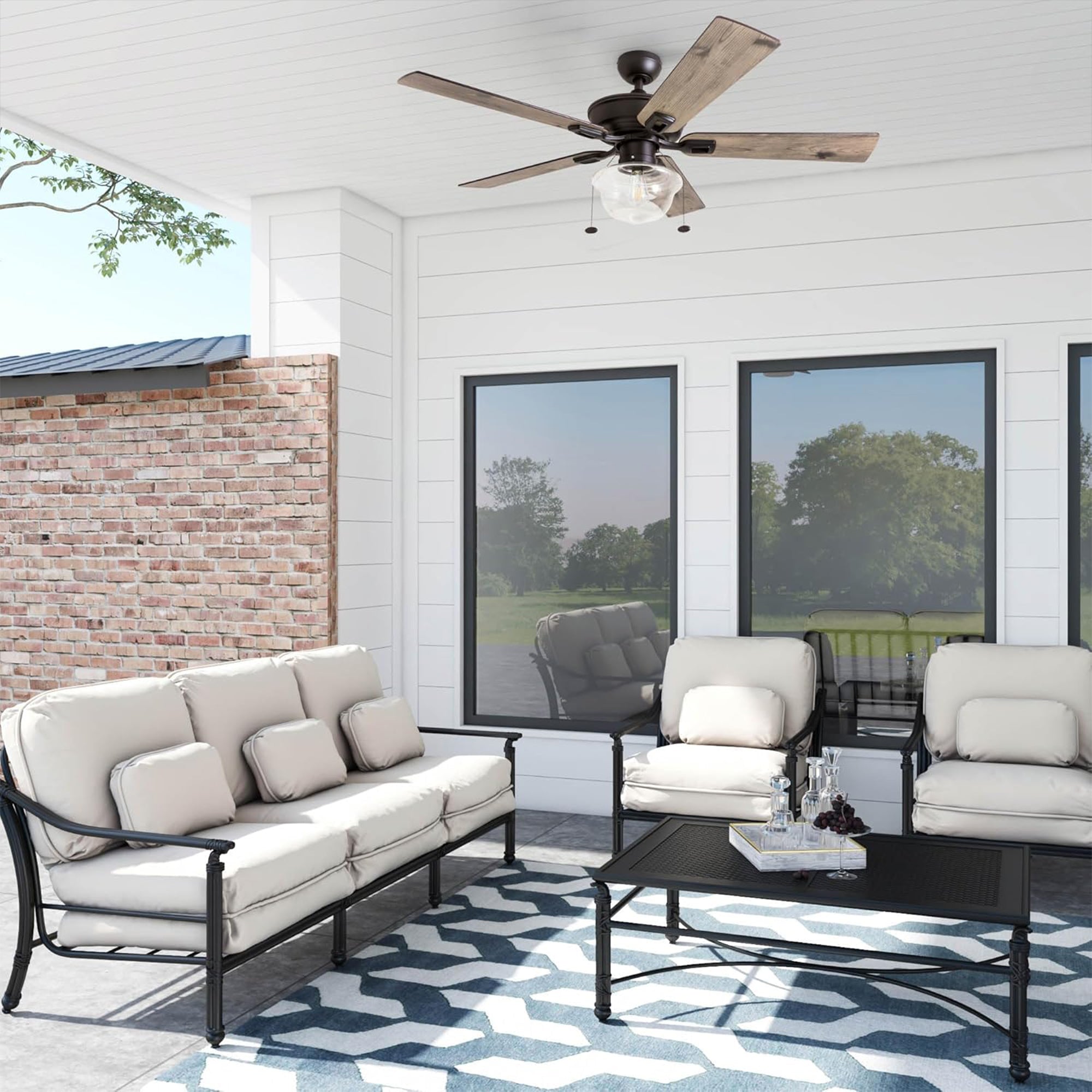 Prominence Home Abner 52" Farmhouse Indoor/Outdoor Ceiling Fan w/ Chain, Bronze - VMInnovations