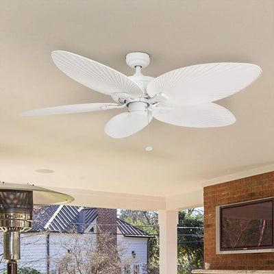 Honeywell Palm Island 52 Inch Tropical Ceiling Fan, Pull Chain, No Light, White - VMInnovations