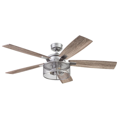 Honeywell Carnegie Ceiling Fan, Quiet Motor and Remote Control, 52", Silver - VMInnovations