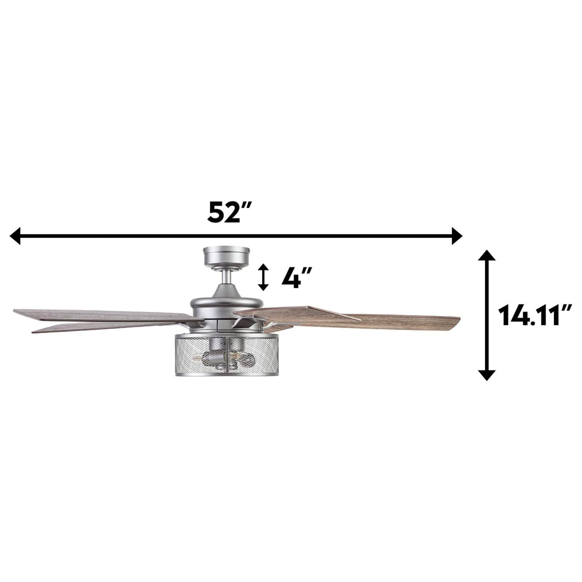 Honeywell Carnegie Ceiling Fan, Quiet Motor and Remote Control, 52", Silver - VMInnovations