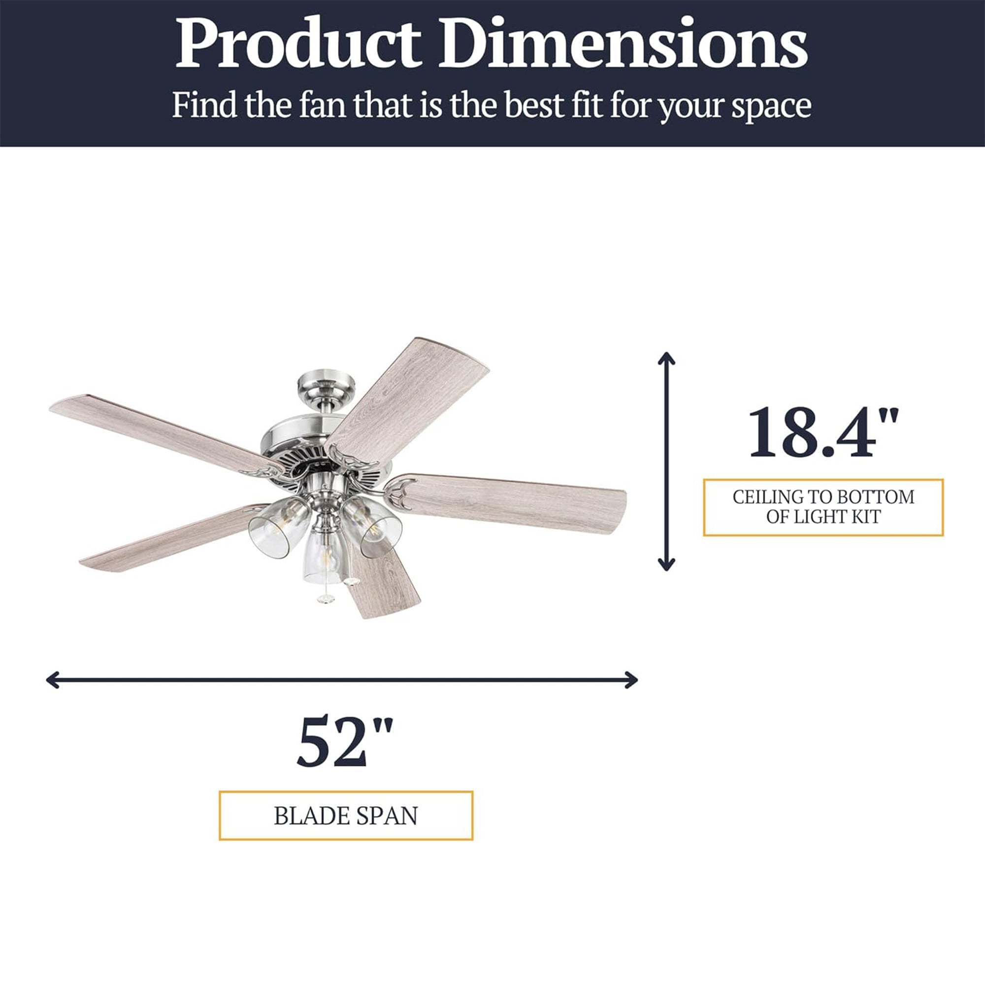 Prominence Home Saybrook 52 Inch Farmhouse Ceiling Fan with Light, (Open Box)