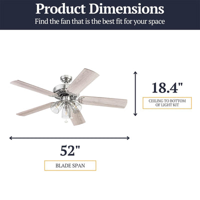 Prominence Home Saybrook 52 Inch Farmhouse Ceiling Fan with Light, (Open Box)
