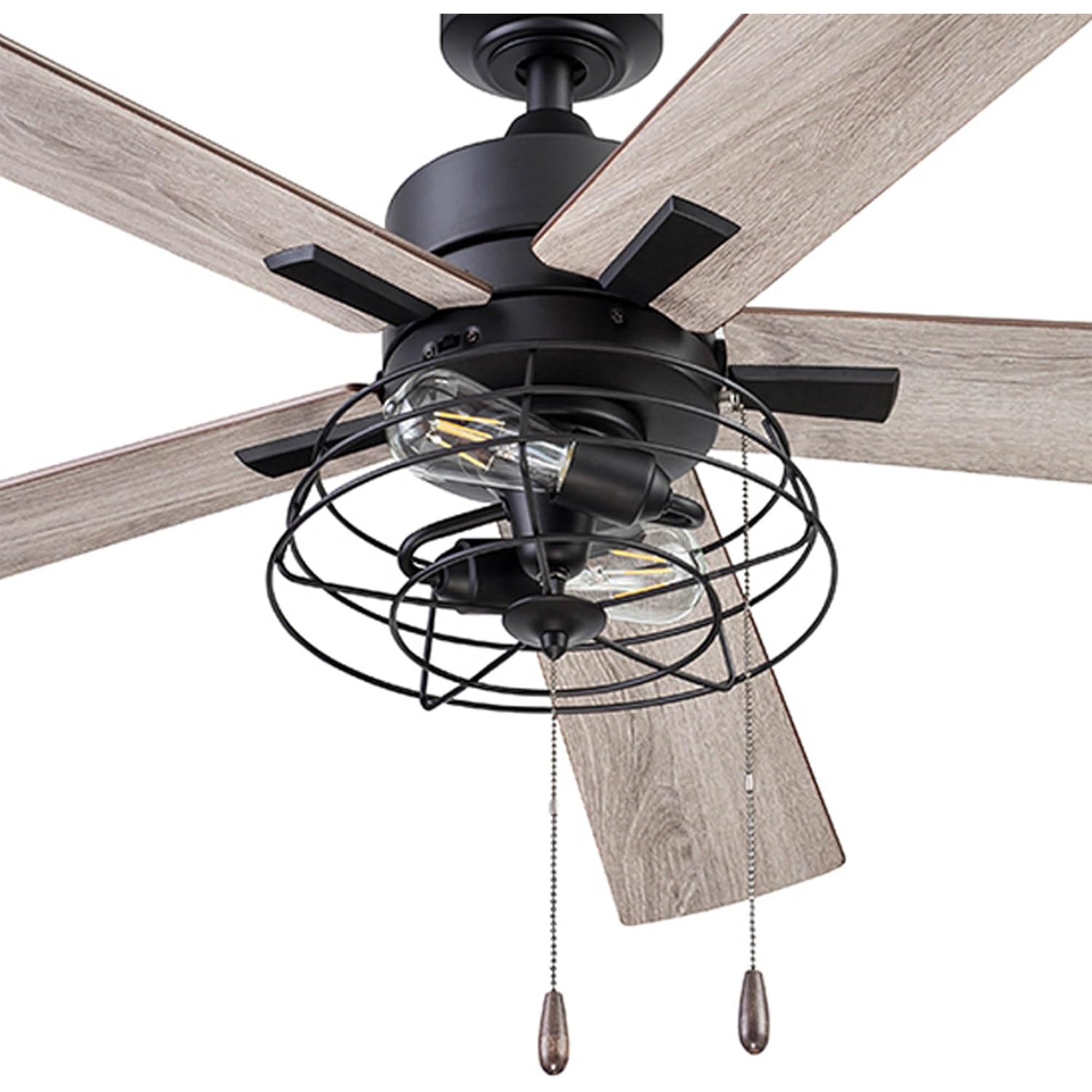 Prominence Home Marshall 52 Inch Industrial Ceiling Fan, Pull Chain, Matte Black - VMInnovations