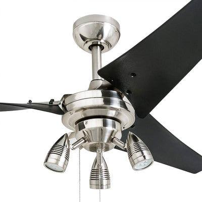 Honeywell Phelix 56 Inch Indoor LED Ceiling Fan with Light & Pull Chain, Nickel - VMInnovations