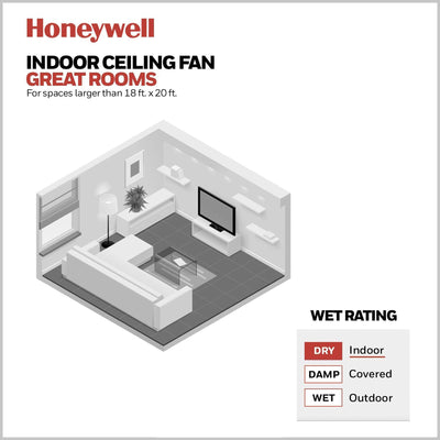 Honeywell Phelix 56 Inch Indoor LED Ceiling Fan with Light & Pull Chain, Nickel - VMInnovations