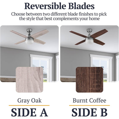 Prominence Home Atlas 44" Indoor LED Ceiling Fan with Light and Remote, Pewter - VMInnovations
